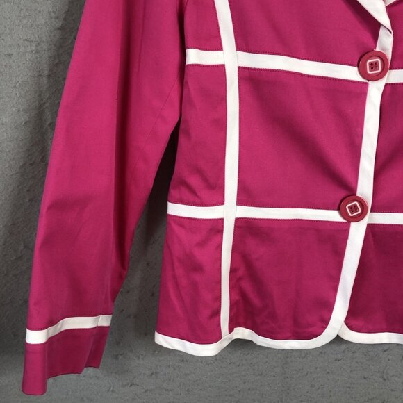 Vintage Giancarlo Ferrari Jacket Womens 4P Petite Hot Pink White Trim Preppy NEW - Picture 10 of 16